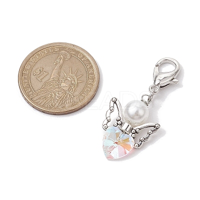 Heart Angel Glass Pendant Decoration HJEW-JM01980-1