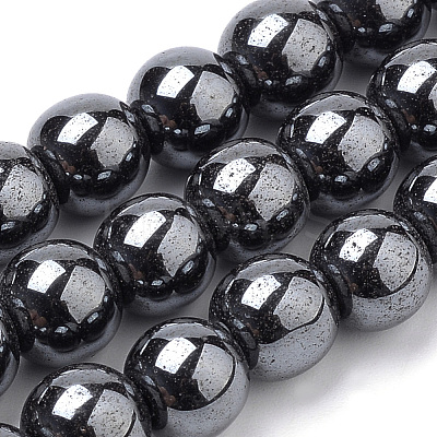 Non-magnetic Synthetic Hematite Beads Strands G-S259-44-6mm-1