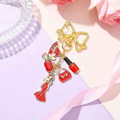 Women Bag Hat Shoes Alloy Enamel Pendant Decoration HJEW-YW00080-02-1
