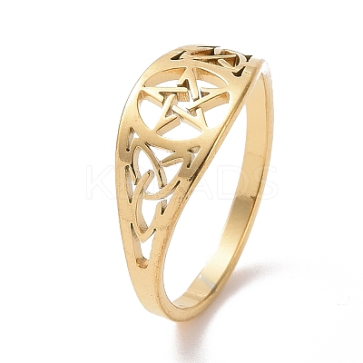 Pentacle with Sailor's Knot Finger Ring RJEW-P037-01G-1