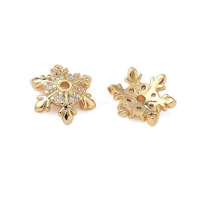 Brass Micro Pave Clear Cubic Zirconia Bead Caps KK-S350-11G-1
