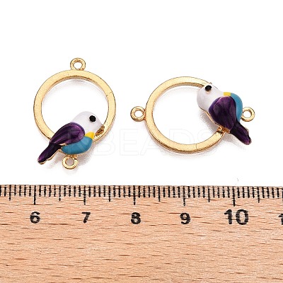 Rack Plating Alloy Colorful Enamel Ring with Bird Links Connector Charms ENAM-N056-390KCG-1