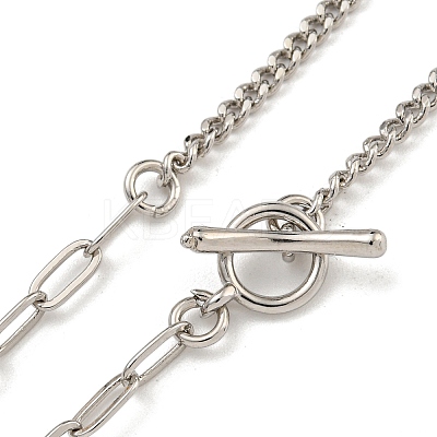 Brass Curb Chain & Paperclip Chain Necklaces for Women NJEW-U011-08P-1