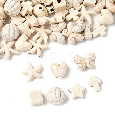 140Pcs 7 Styles Synthetic Howlite Beads G-FP0001-09-1