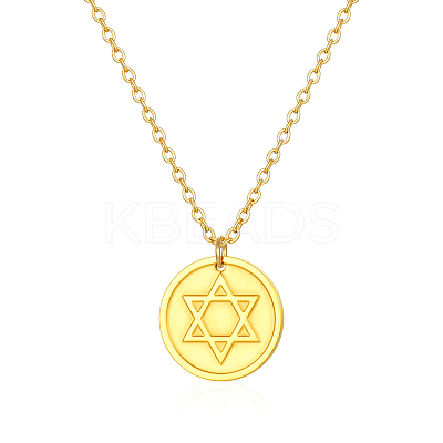 Stylish 304 Stainless Steel Star of David Pendant Necklace for Women's Daily Wear NW9851-1-1