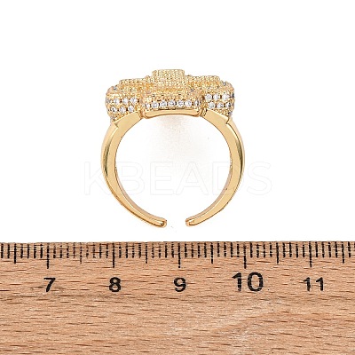 Adjustable Brass Micro Pave Cubic Zirconia Cuff Rings for Women RJEW-B139-03G-1
