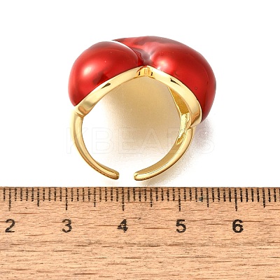 Brass Enamel Cuff Rings for Women RJEW-B114-01G-1