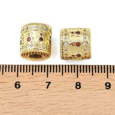Brass Micro Pave Cubic Zirconia European Beads KK-D109-09A-G-1