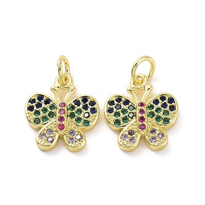 Brass Micro Pave Colorful Cubic Zirconia Charms KK-E068-VF096-1