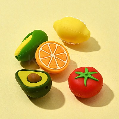5Pcs 5 Styles Food Grade Eco-Friendly Silicone Focal Beads SIL-FS0001-03-1