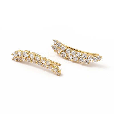 Brass Micro Pave Cubic Zirconia Stud Crawler Earrings EJEW-H091-32G-1
