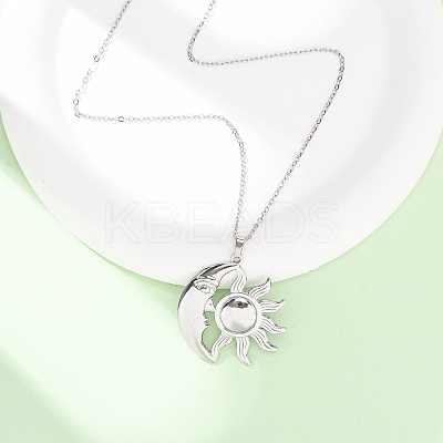 304 Stainless Steel Sun Moon Pendant Cable Chain Necklaces for Men Women NJEW-K308-04D-P-1