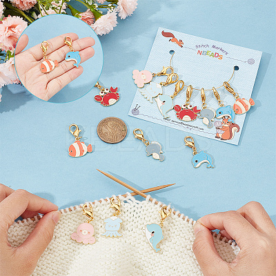 Sea Animal Pendant Stitch Markers HJEW-AB00318-1