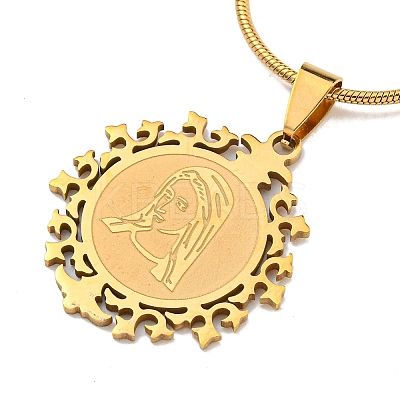 Virgin Mary Pendant Necklaces LS-NJEW-S422-02G-1