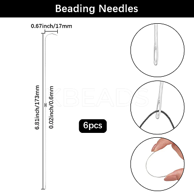 6Pcs Iron Bent Head Beading Needles for Bead Spinner TOOL-BBC0001-12-1