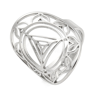 Non-Tarnish Ring with Lotus 304 Stainless Steel Adjustable Rings RJEW-G306-04P-1