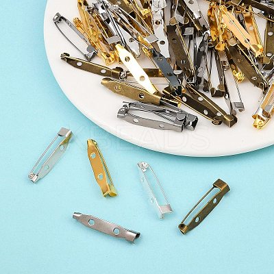 2 Holes Iron Brooch Pin Back Safety Catch Bar Pins IFIN-X0029-01-1