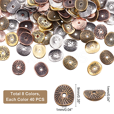 320Pcs 8 Colors Tibetan Style Wavy Spacer Beads TIBEP-PH0001-45-1
