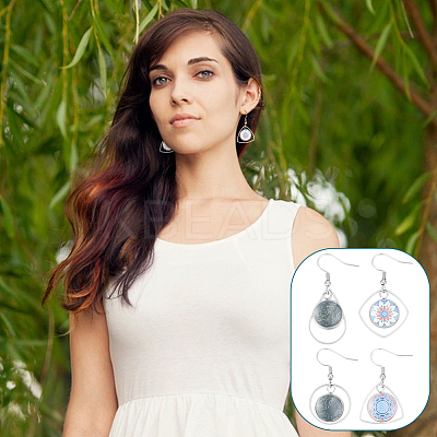 DIY Blank Dome 201 Stainless Steel Dangle Earrings Making Kit STAS-UN0057-23-1
