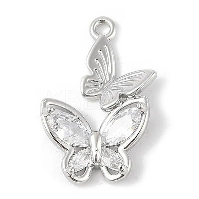 Brass Micro Pave Clear Cubic Zirconia Pendants KK-R219-33P-1