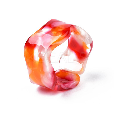 Resin Wave Cuff Ring RJEW-T022-011-1