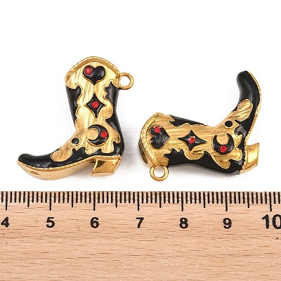 304 Stainless Steel Enamel with Rhinestone Pendants STAS-Z202-06G-01-1