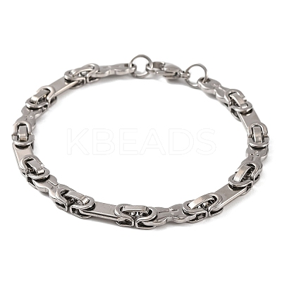 Tarnish Resistant 201 Stainless Steel Byzantine Chain Bracelets BJEW-B078-88P-1