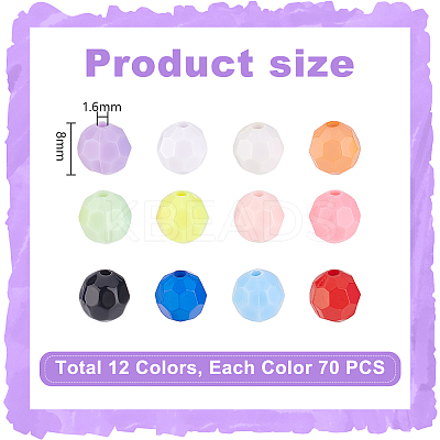 840Pcs 12 Styles Opaque Acrylic Beaded OACR-GA0001-23B-1