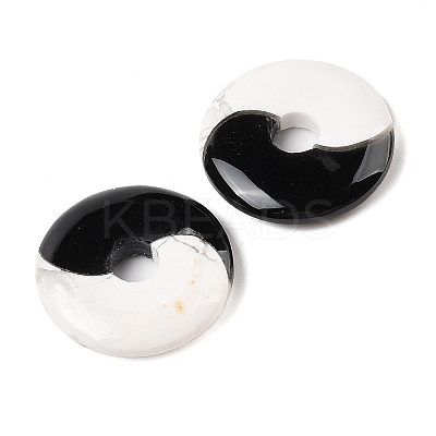 Natural Obsidian & Howlite Yin-yang Pendants FIND-Q109-01-1