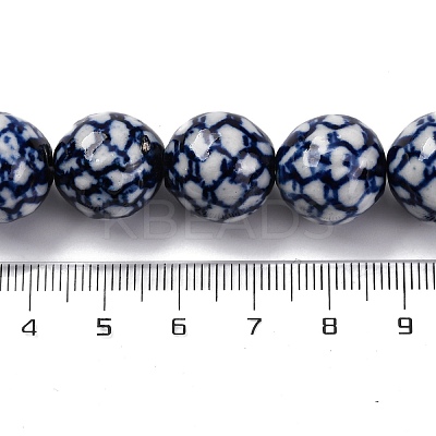 Handmade Blue and White Porcelain Beads Strands PORC-I027-04B-1