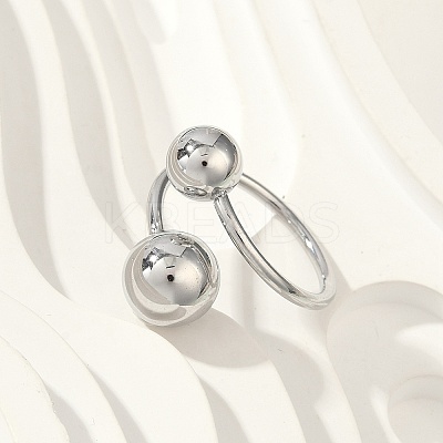304 Stainless Steel Round Cuff Rings for Women RJEW-A063-01E-P-1