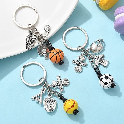 3Pcs Alloy & Wood Keychain KEYC-JKC01187-1