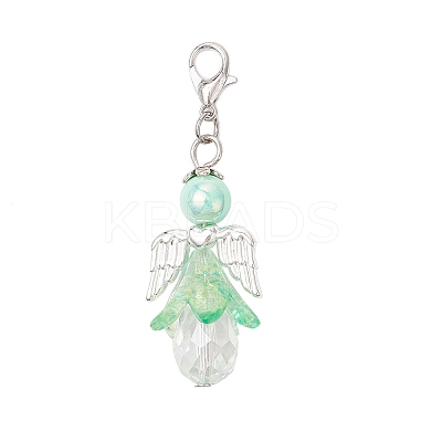 Flower Angel Acrylic & Glass Pendants Decorations HJEW-JM03604-1