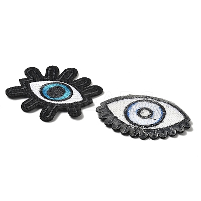 30Pcs 6 Style Eye & Eyelash Polyester Embroidery Cloth Iron on/Sew on Patches PATC-FG0001-51-1
