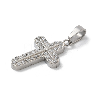 304 Stainless Steel Micro Pave Cubic Zirconia Pendants STAS-Z107-08P-05-1