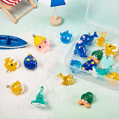 20Pcs 10 Styles Ocean Theme Resin Pendants FIND-TA0002-37-1