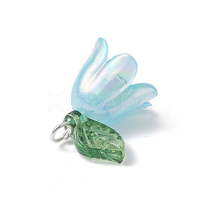 Flora Leaves & Lily flower Charms PALLOY-JF02541-02-1