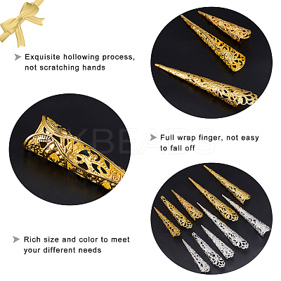 20Pcs 10 Style Hollow out Iron Finger Nail Tip Claw Rings AJEW-PH0004-10-1