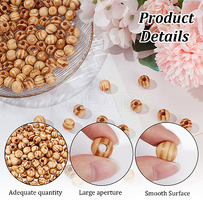 120Pcs Pinewood Large Hole European Beads WOOD-OC0003-81A-1