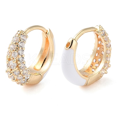 Brass Micro Pave Clear Cubic Zirconia Hoop Earrings for Women EJEW-S234-07G-02-1