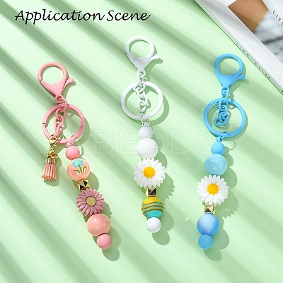 Baking Paint Alloy and Brass Bar Beadable Keychain for Jewelry Making DIY Crafts DIY-YW0007-58F-1