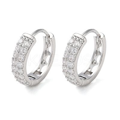 Brass Micro Pave Clear Cubic Zirconia Hoop Earrings LS-EJEW-S234-04P-1