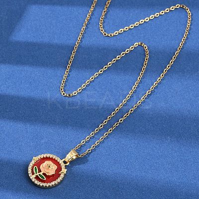 Brass Micro Pave Cubic Zirconia Pendant Neckalces for Women NJEW-C076-01A-G-1