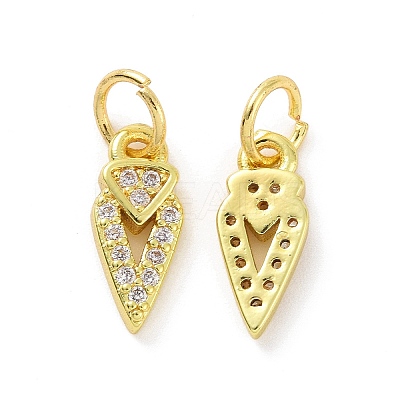 Brass Micro Pave Clear Cubic Zirconia Pointed Charms KK-E068-VF075-1