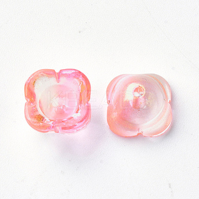 4-Petal Transparent Spray Painted Glass Bead Caps LS-X-GGLA-S054-009B-03-1
