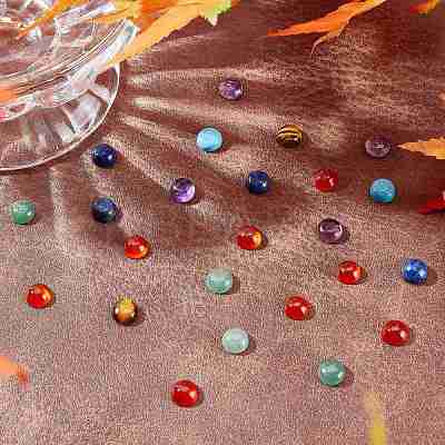 28Pcs 7 Style atural Carnelian & Yellow Aventurine & Tiger Eye & Green Aventurine & Turquoise & Lapis Lazuli & Amethyst Cabochons G-SC0002-13B-1