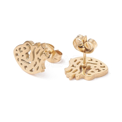 Anatomical Heart 304 Stainless Steel Stud Earrings for Women LS-EJEW-Z017-07G-1