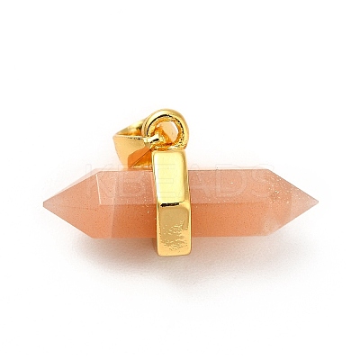Natural Sunstone Double Terminal Pointed Pendants G-P481-01G-01-1