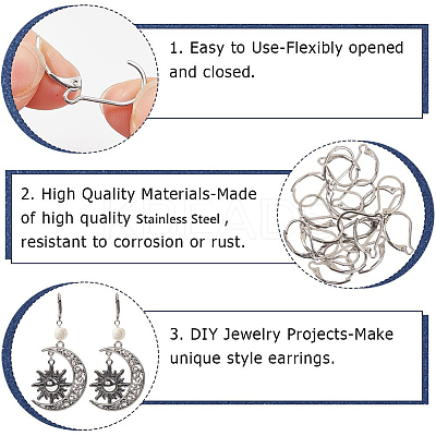 304 Stainless Steel Leverback Earring Findings STAS-SP0001-05B-1