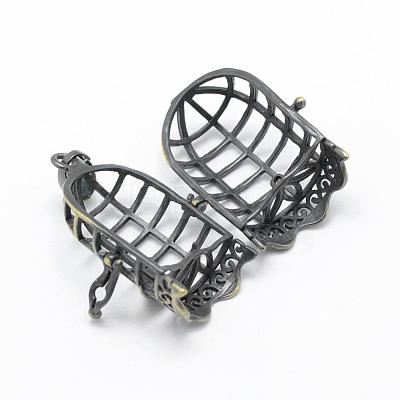Brass Rack Plating Cage Pendants KK-F722-41AB-RS-1